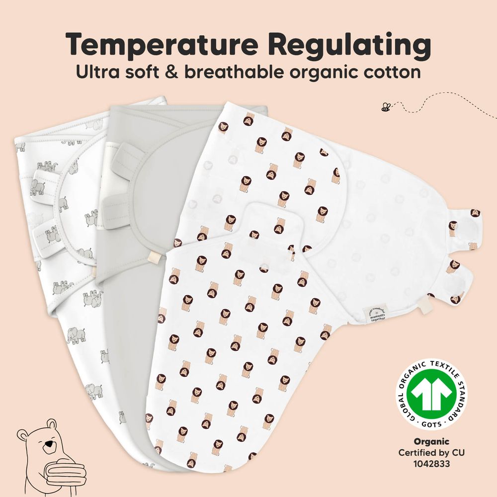 Антистрес Пелени За Повиване Organic 0-3 Месеца 3Бр Дивото Зове Keababies