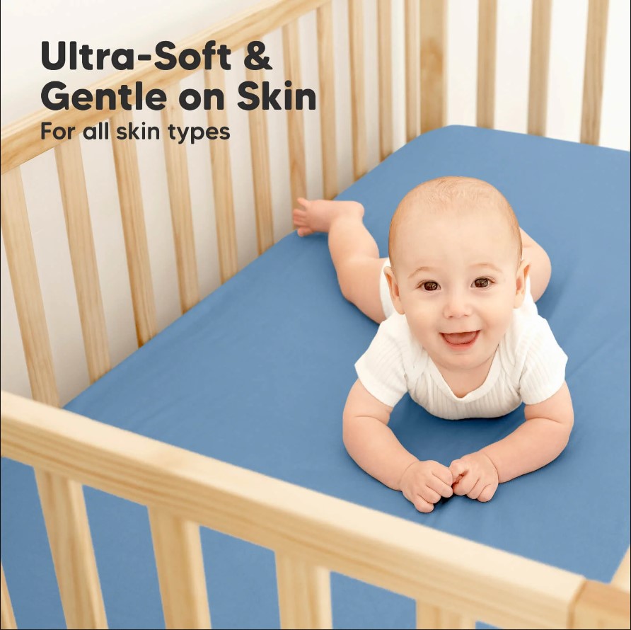 Чаршаф И Протектор 2в1 Protect+ 60Х120См 2 Броя Син/Сив KeaBabies