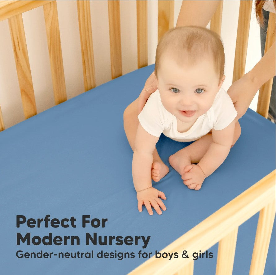 Чаршаф И Протектор 2в1 Protect+ 60Х120См 2 Броя Син/Сив KeaBabies