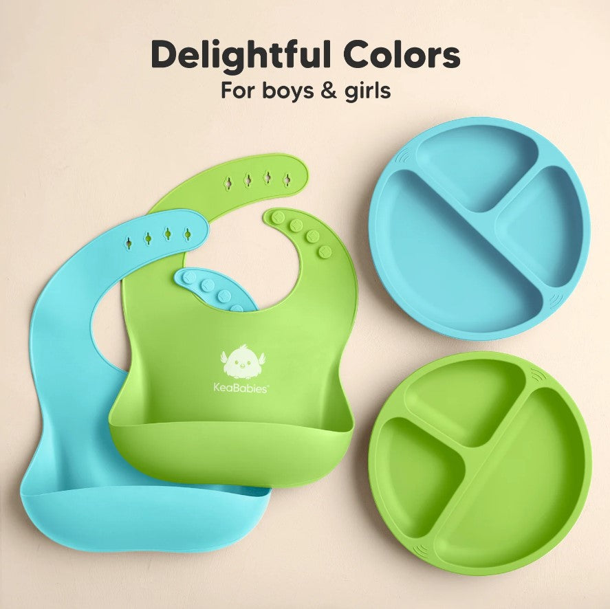 Силиконови Лигавници 2 Броя Син/Зелен KeaBabies