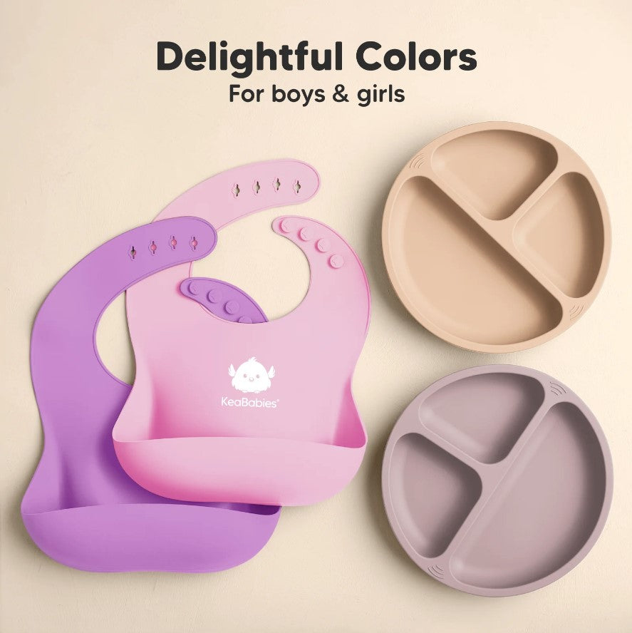 Bavete din silicon 2 bucati roz/violet KeaBabies