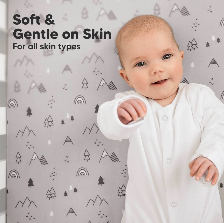 Чаршафи От Органичен Памук 2 Броя 60х120См Сив/Бял KeaBabies