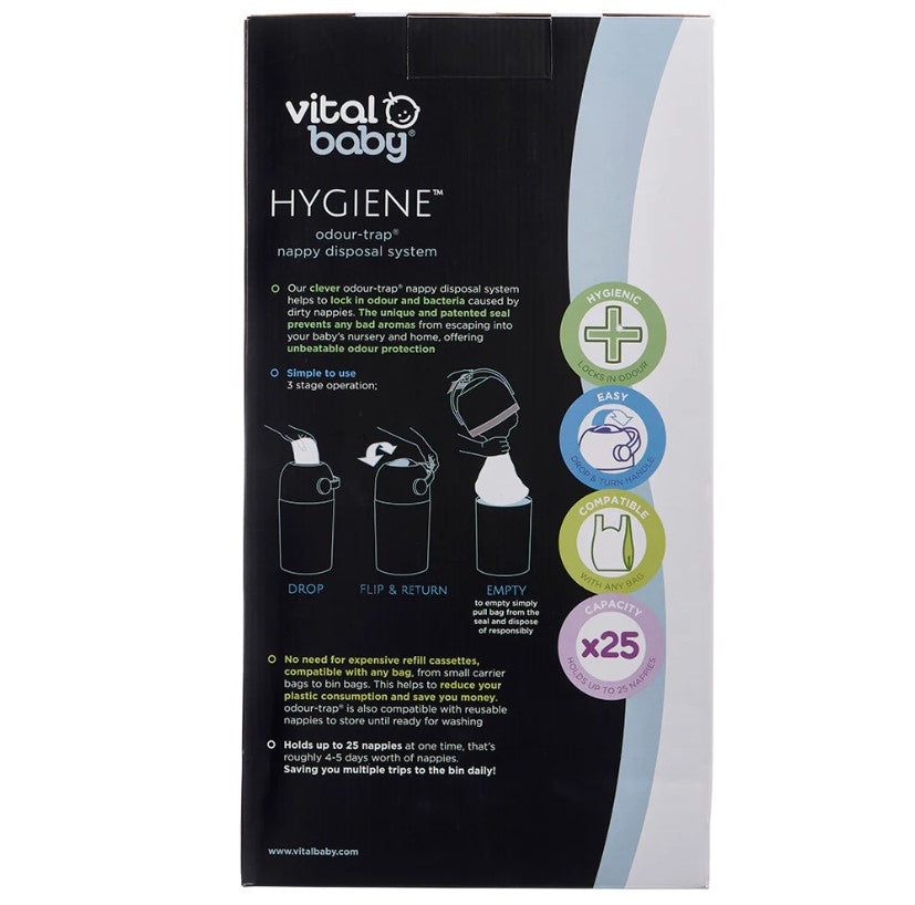 Хигиенен Кош За Памперси Без Касети Бял Vital Baby