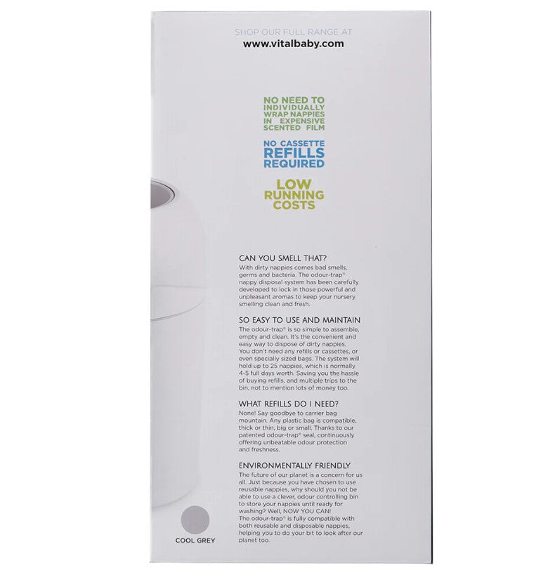 Хигиенен Кош За Памперси Без Касети Бял Vital Baby