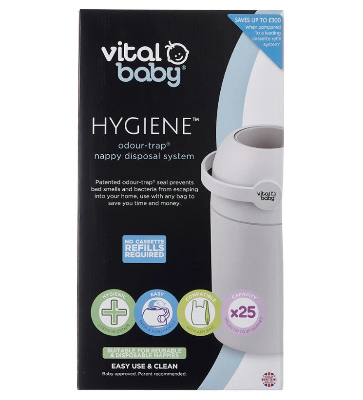 Хигиенен Кош За Памперси Без Касети Бял Vital Baby