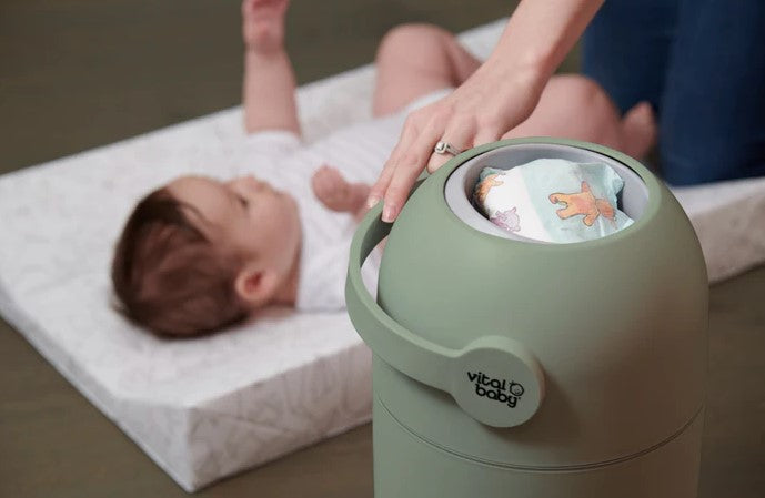 Хигиенен Кош За Памперси Без Касети Зелен Vital Baby