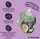 Pahar EarthSmart Vital Baby anti-vărsare cu cioc moale 350 ml, strălucește în întuneric