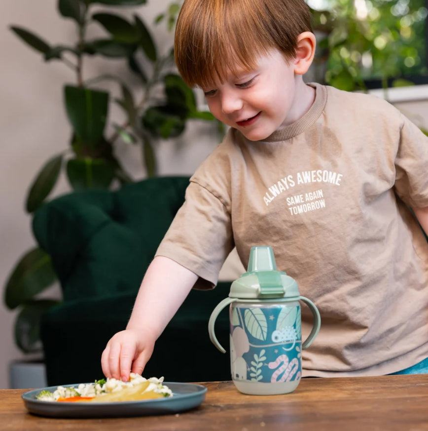 Pahar EarthSmart Vital Baby anti-vărsare cu cioc moale 350 ml, strălucește în întuneric