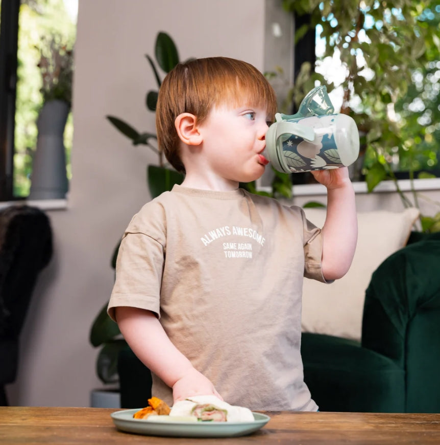 Pahar EarthSmart Vital Baby anti-vărsare cu cioc moale 350 ml, strălucește în întuneric