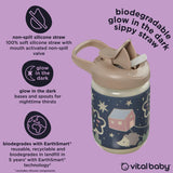 Pahar anti-vărsare EarthSmart Vital Baby cu pai 350 ml, strălucește în întuneric