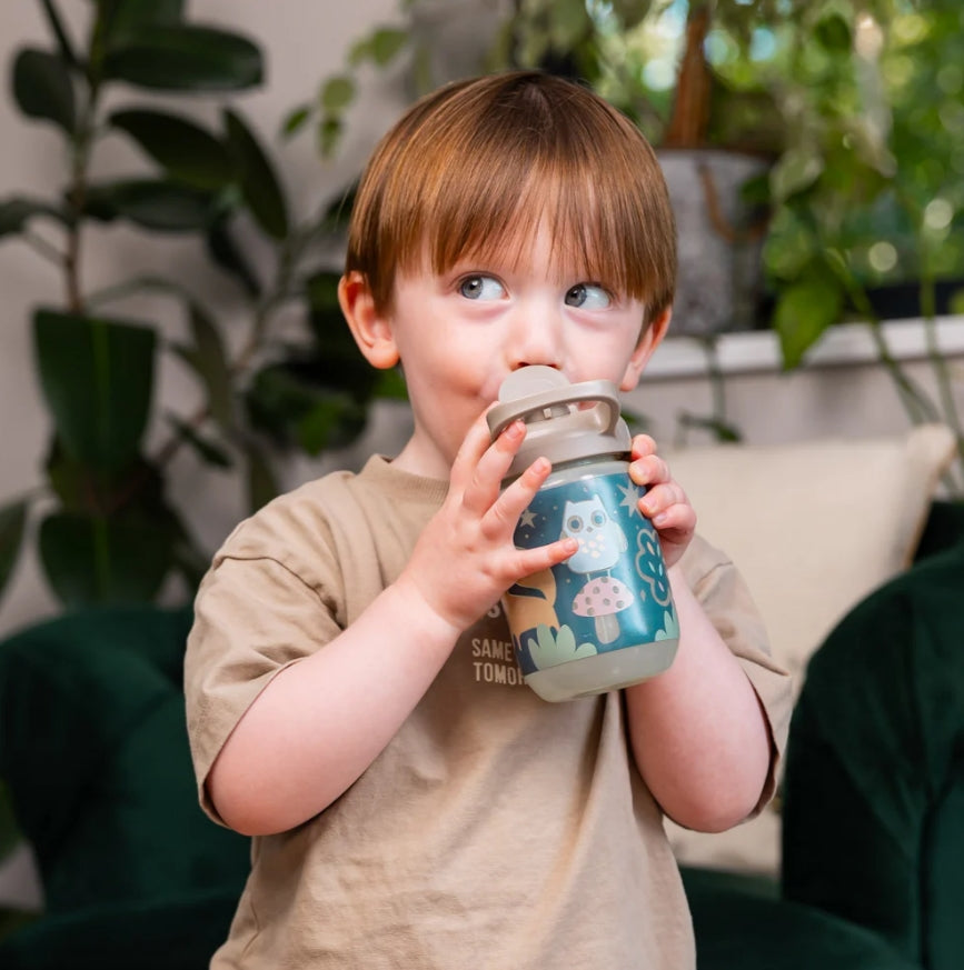 Pahar anti-vărsare EarthSmart Vital Baby cu pai 350 ml, strălucește în întuneric