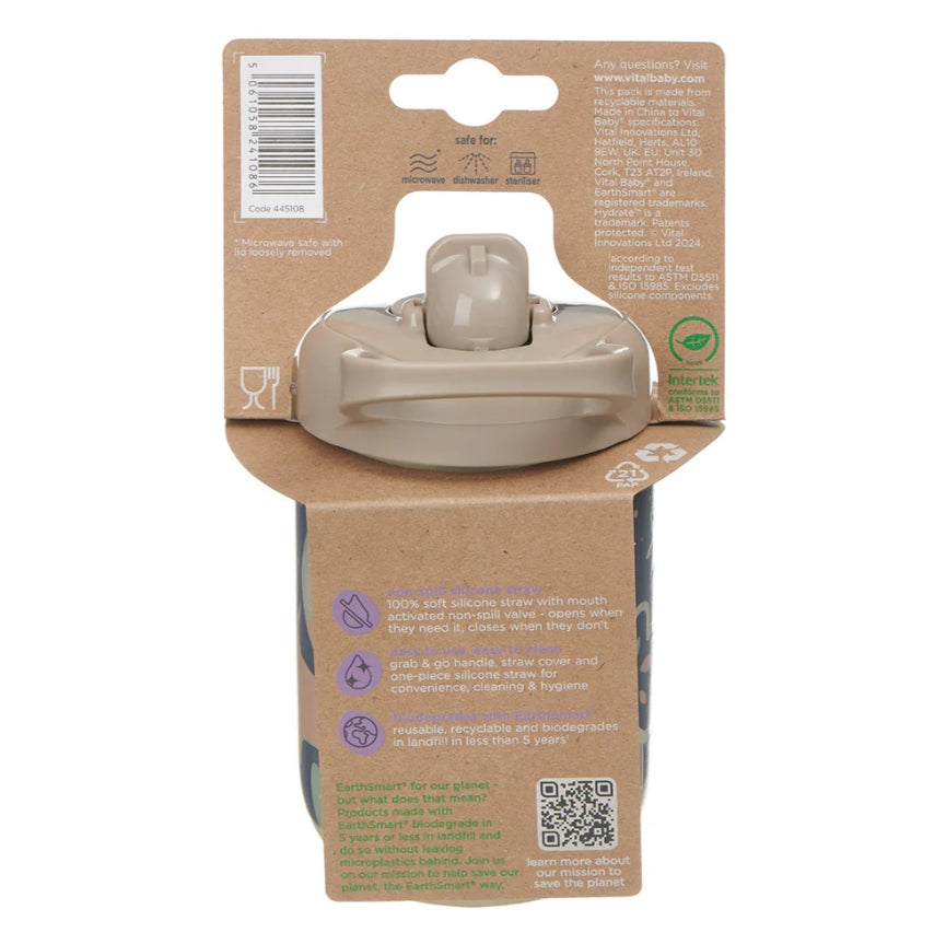 Pahar anti-vărsare EarthSmart Vital Baby cu pai 350 ml, strălucește în întuneric