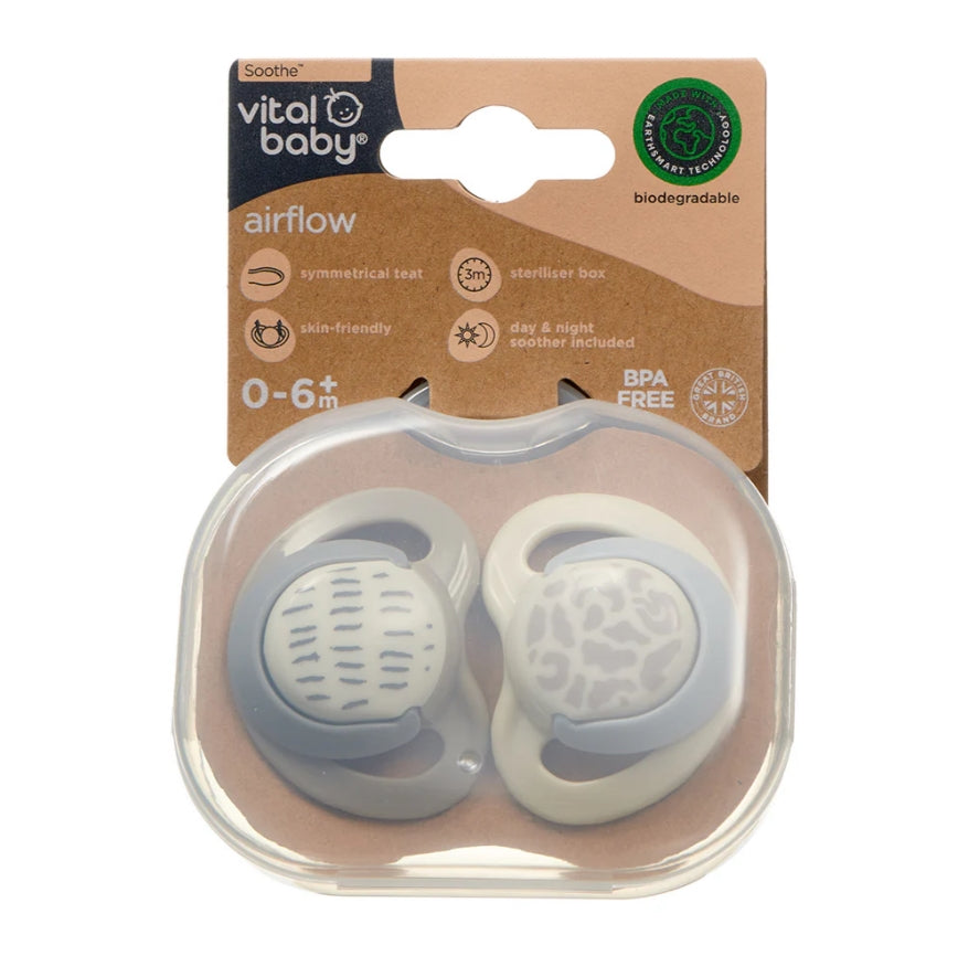 Suzete cu flux de aer calmant pentru bebeluși 0-6 luni EarthSmart Vital Baby