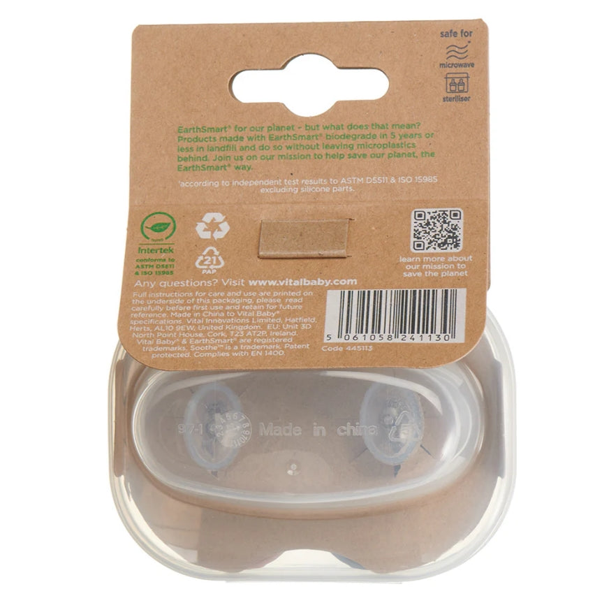 Suzete EarthSmart Vital Baby cu flux de aer calmant, 6-18 luni