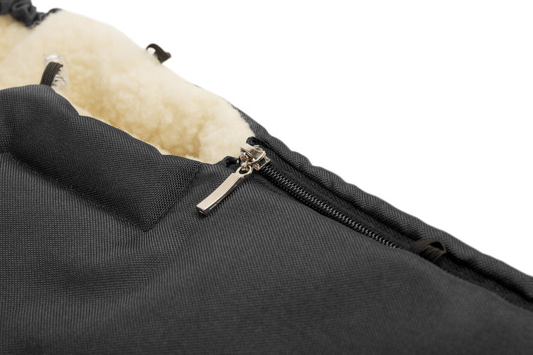 Geantă de iarnă pentru cărucior de lână neagră (95X40)
