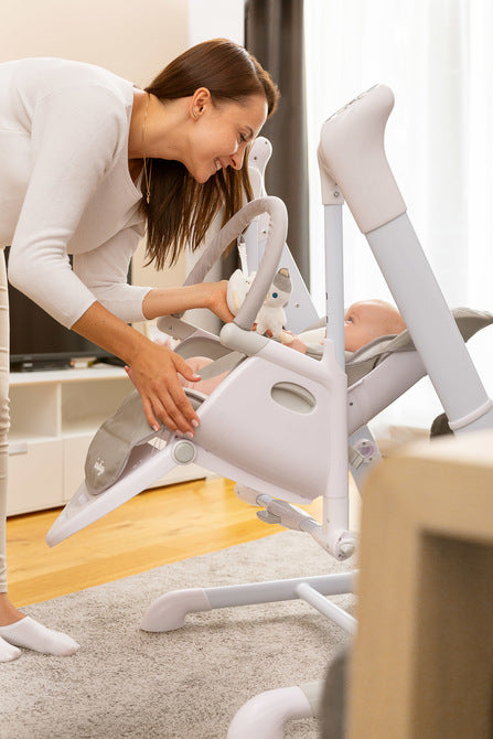 Столче За Хранене и Електрическа Люлка 2в1 Индиго Beige Caretero