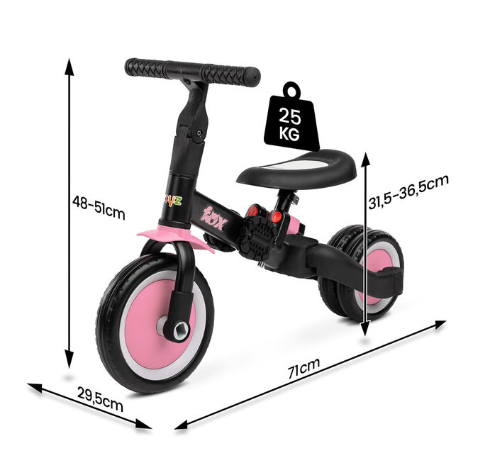 Fox 2in1 Balance Bike Pink Caretero Toyz