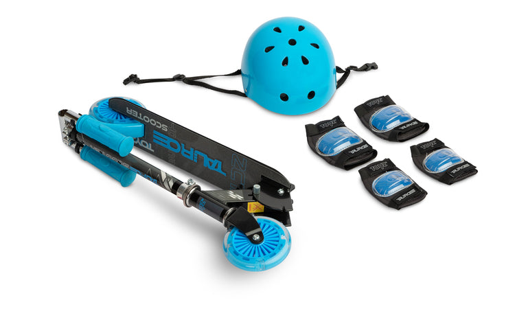 Тротинетка Tauro Blue + Каска И Протектори Caretero Toyz