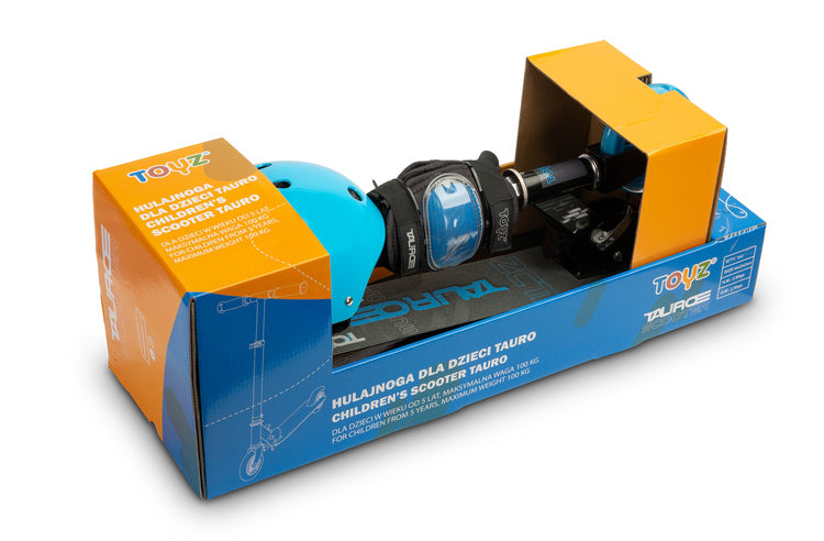 Тротинетка Tauro Blue + Каска И Протектори Caretero Toyz