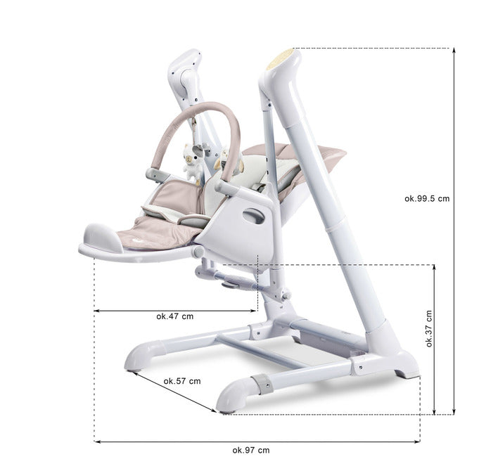 Столче За Хранене и Електрическа Люлка 2в1 Индиго Beige Caretero