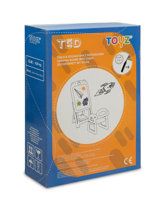 Planșă educațională de desen cu scaun Ted Yellow Caretero Toyz