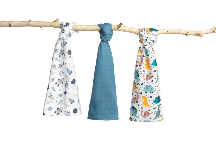 Муселинови Пелени 3 Броя Сини 70x80см