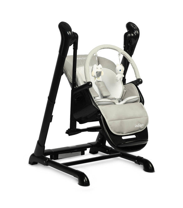 Столче За Хранене + Люлка шезлонг Indigo Black Grey Caretero