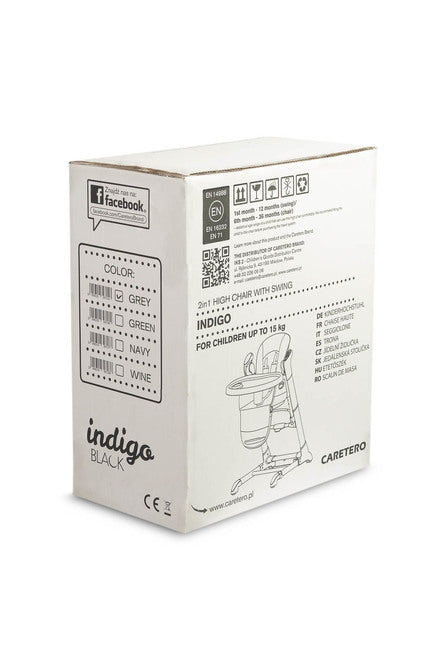 Столче За Хранене + Люлка шезлонг Indigo Black Green Caretero