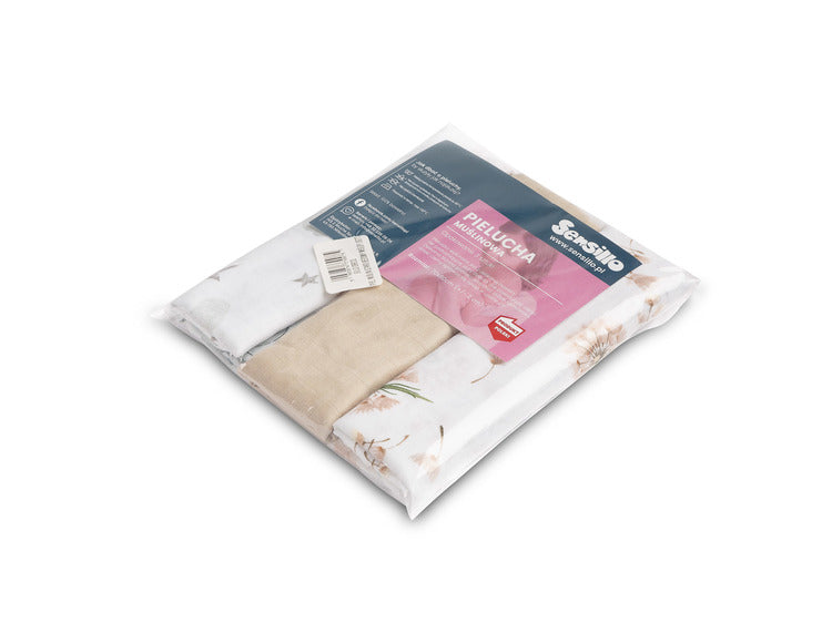 Scutece Muslină Urs Bej 3 Bucuri 70x80 Cm 