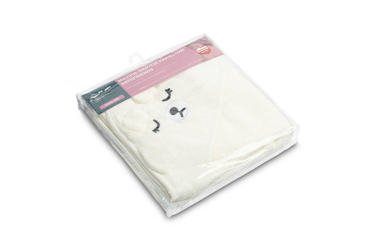 Prosop pentru bebeluși cu glugă 100x100 cm, ursuleț alb, Sensillo