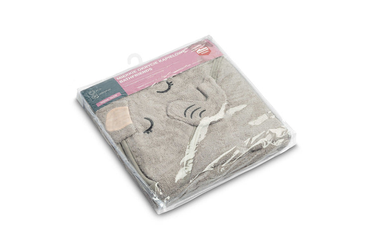 Prosop pentru bebeluși cu glugă 100x100 cm, gri elefant, Sensillo