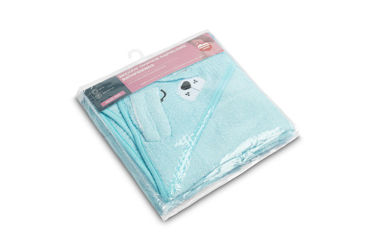 Prosop pentru bebeluși cu glugă 100x100 cm, câine, albastru, Sensillo
