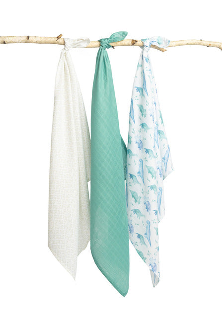 Бамбукови Пелени 3 броя Динозаври Зелен 70X80 Sensillo