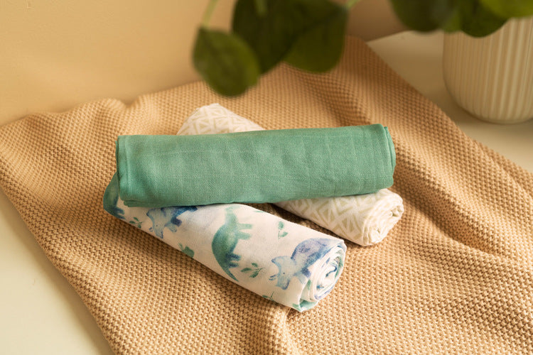 Бамбукови Пелени 3 броя Динозаври Зелен 70X80 Sensillo