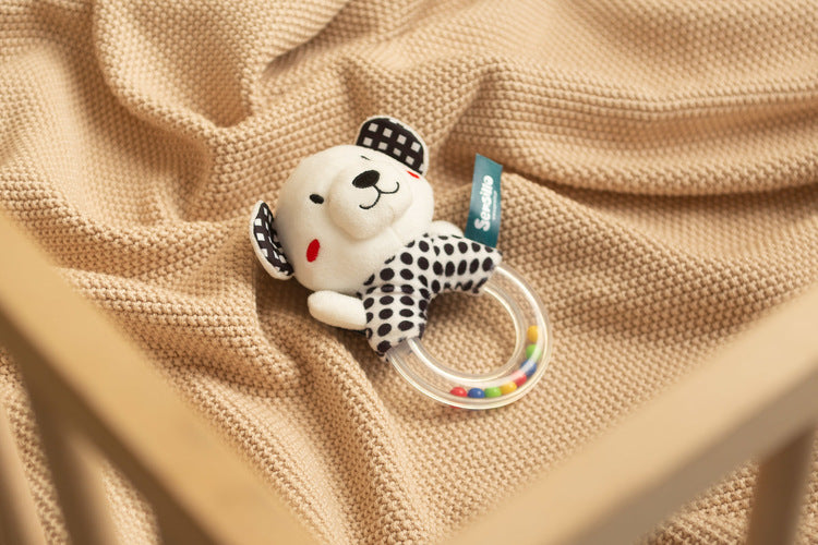 Ursuleț de pluș alb-negru Rattle Sensillo 