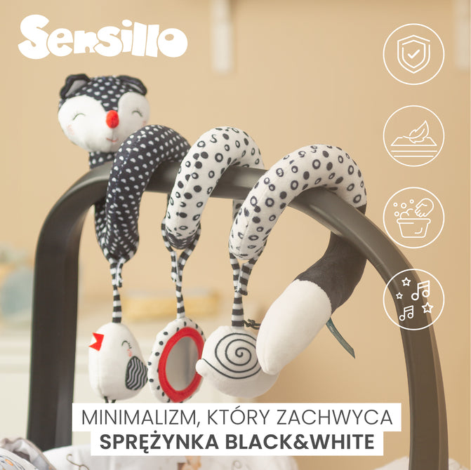 Играчка Спирала за количка и легло Черно-Бяла Fox Sensillo