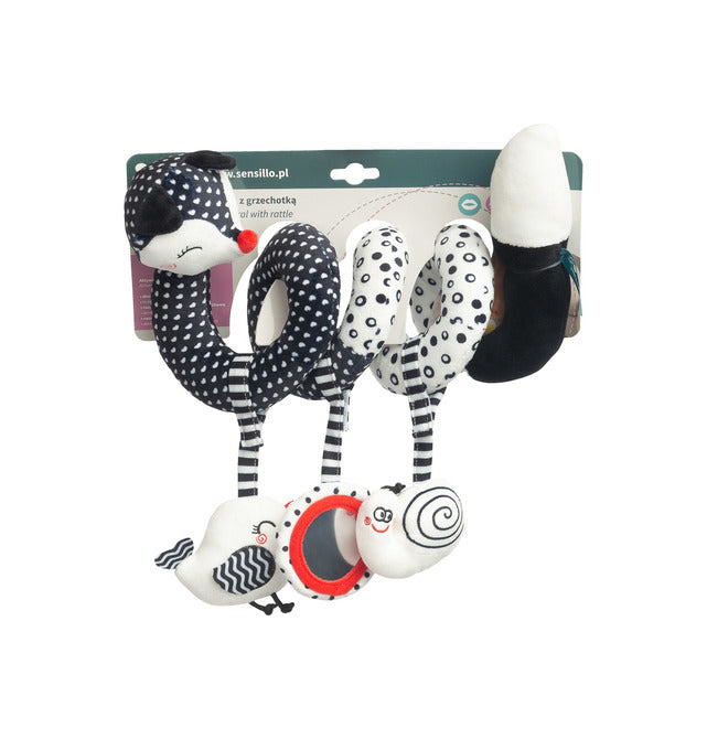 Jucărie Spirală pentru Cărucior și Pat Fox Sensillo Negru-Alb 