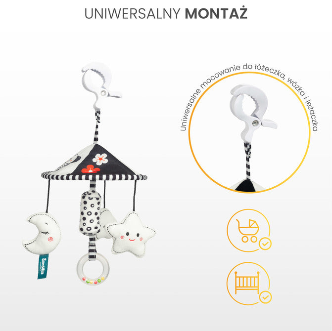 Jucărie cărucior Sensillo Star alb-negru 