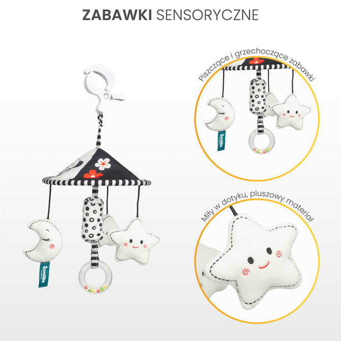 Jucărie cărucior Sensillo Star alb-negru 