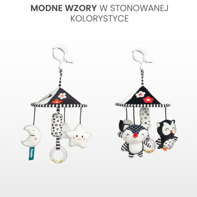 Jucărie cărucior Sensillo Star alb-negru 