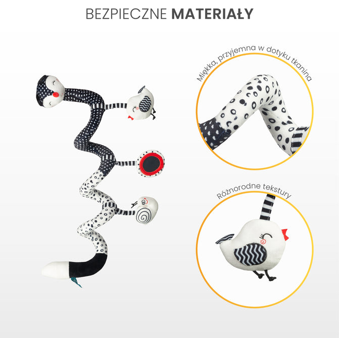 Jucărie Spirală pentru Cărucior și Pat Fox Sensillo Negru-Alb 