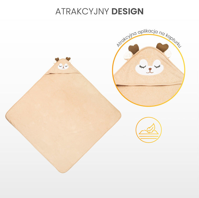 Prosop pentru bebeluși cu glugă 100x100 cm, ursuleț alb, Sensillo