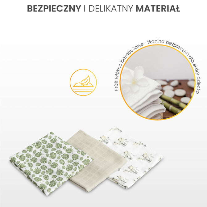 Бамбукови Пелени 3 броя Динозаври Зелен 70X80 Sensillo