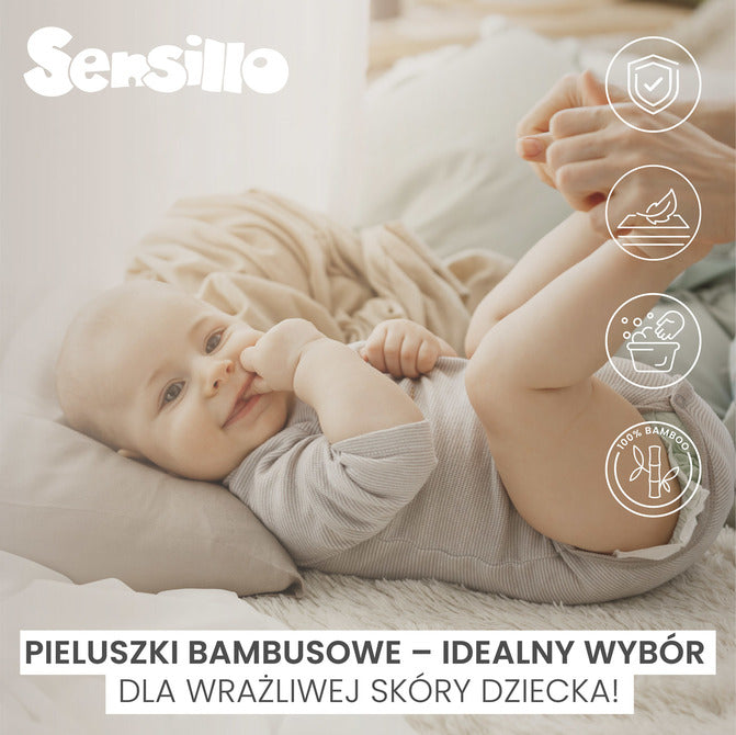 Scutece din bambus 3 bucăți Arici Albastru 70X80 Sensillo 