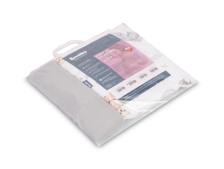 Муслинов Комплект За Детска Количка Сиво Меченце Sensillo