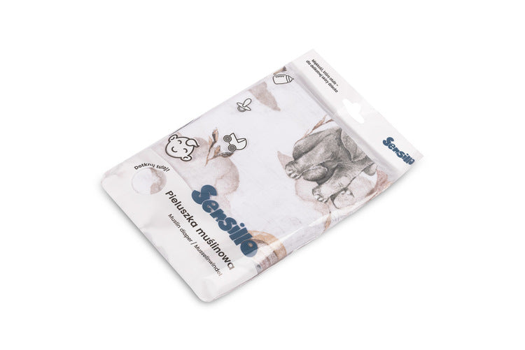 Pătură de muselină cu motive elefanți 120x120 Eg-0152 Sensillo