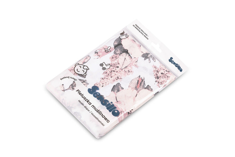 Pătură de înfășat din muselină cu bujori 120x120 Eg-0156 Sensillo