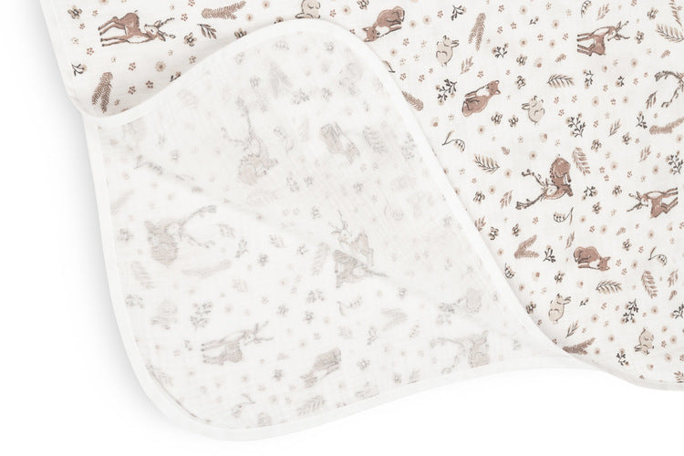 Muslin poncho Forest animals white Sensillo