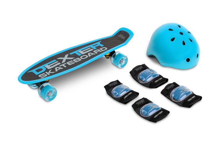 Skateboard Dexter Blue + Casca Si Protectoare Caretero Toyz