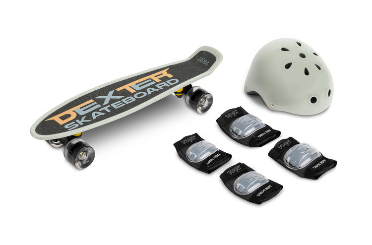 Skateboard Dexter Grey + Casca Si Protectoare Caretero Toyz